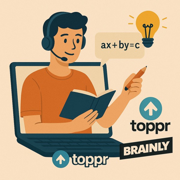 "Online tutor teaching students through a mobile device, representing earning money via tutoring and doubt-solving apps."